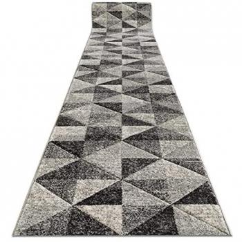 Alfombra de Pasillo Feel Triángulos Gris/Antracita/Crema 70x500 cm