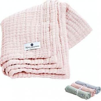 Manta de Muselina Rosa 90 x 120 cm - Nordic Coast Company, Puckdecke Premium, Alfombra de Gateo para Bebés