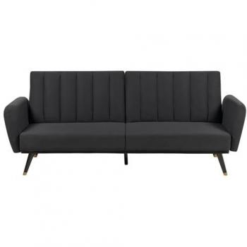 Sofá Cama Convertible Elegante de Tela Tapizada Negra con Respaldo Reclinable Vimmerby
