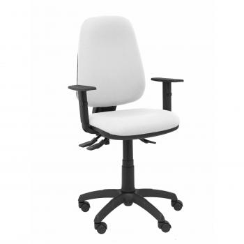 Silla de Oficina Piqueras y Crespo Modelo Sierra S Bali Blanco con Reposabrazos Regulables y Base de Poliamida Negra