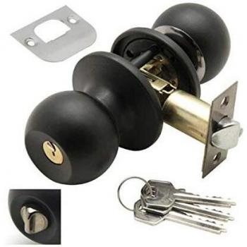 Wolfpack 3030560 - Pomo Puerta Con Llave Con Condena, Para Entrada, Negro