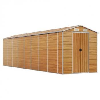 Light Brown Galvanised Steel Garden Shed 191x725x198 cm
