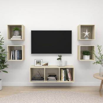 vidaXL Juego de muebles de salón 5 piezas madera ingeniería