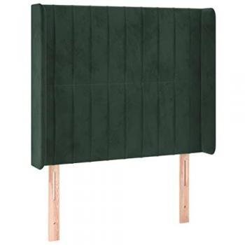 Cabecero con orejas de terciopelo verde oscuro 83x16x118/128 cm Vidaxl Verde