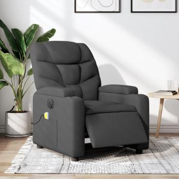 Sillón reclinable de masaje eléctrico tela gris claro, gris oscuro y negro - vidaXL Sillón cómodo para dormitorio, silla relax, sillón sofá de ocio