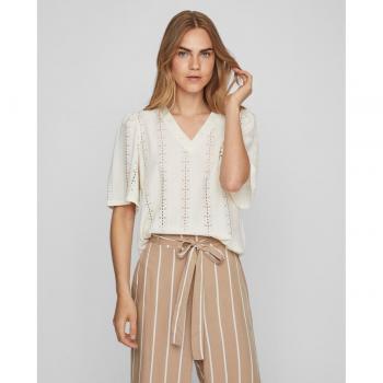 Vila Blusa de mujer manga corta crochet con detalles en ganchillo, diseño ligero y transpirable, ideal para climas cálidos, ajuste cómodo y moderno