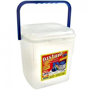 Contenedor plástico de 7.5 litros con asa y tapa con bisagra, recipiente universal transparente de 5 kg para detergente, fustino de detergente 7.5 litros dimensiones 23x23 cm