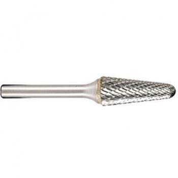 Metabo 628367000 628367000-Fresa cónica con Cabeza esférica dentado en Cruz 12,7 x 77 mm Longitud Trabajo 32 mm vástago de 6 mm, 0 V, Negro, Normal