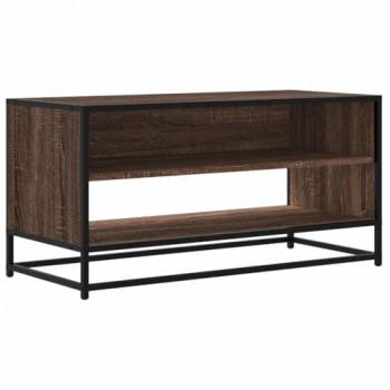 Mueble TV Metal y Madera Ingeniería Marrón Roble 91x40x46 cm, Soporte de TV, Banco de TV, Muebles para Equipos de Música, Aparador de TV
