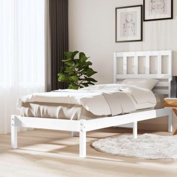 Estructura de cama sin colchón de madera maciza blanca 75x190 cm