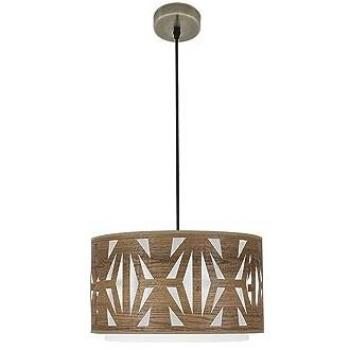 Lámpara Colgante Katerina 1xE27 Cuero y Madera Oscura Regulable 40x40 cm - Diseño Elegante