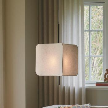 Lámpara Colgante Tinto en Beige y Negro con Pantalla Textil Triangular E27
