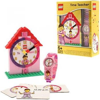 Reloj de muñeca modificable infantil rosa con figurita, reloj de montaje y tarjetas de actividad para aprender la hora de LEGO 9005039| rosa/blanco | plástico | 28 mm de diámetro | Cuarzo analógico| chico chica | oficial