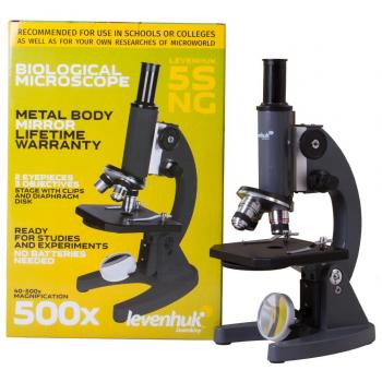 Microscopio Monocular Levenhuk 5S NG con aumento de hasta 400x y óptica de alta calidad