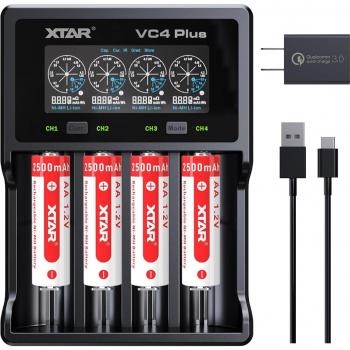XTAR VC8 Plus 18650 Smart Fast Battery Charger with LCD Display and 12V DC Input