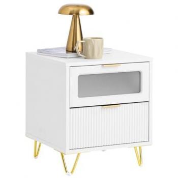 Mesita de Noche SoBuy con 2 cajones, dimensiones 40 x 40 x 47 cm, material madera, color blanco