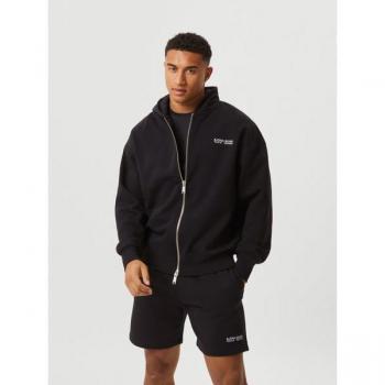 Borg Oversized Zip Hoodie Black, XL