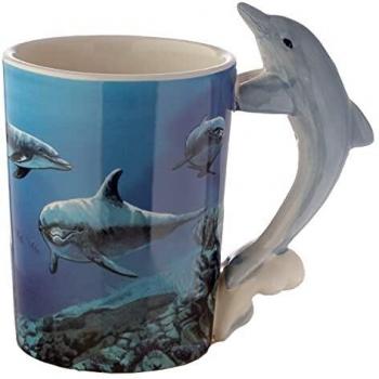 Taza de Cerámica con Diseño de Delfín en 3D y Asa en Forma de Cola, Ideal para Disfrutar tu Bebida Favorita
