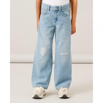 Name It Rose Wide Leg Jeans for Girls - Blue with Destroyed Effect