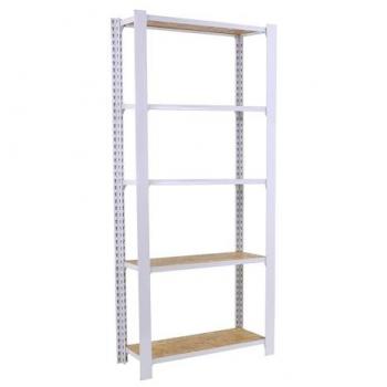 Estantería Oficina Simon Rack OFFICLICK 5 Alturas, Madera OSB, Blanco/Brown, 2100x800x300 mm