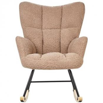 Silla Mecedora Moderna de Bouclé Arena con Patas de Madera Clara Oulu