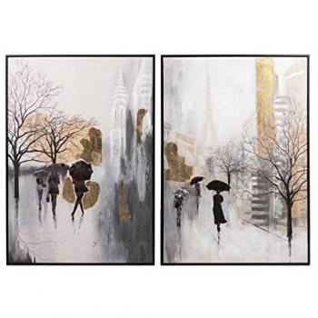 Set de 2 Cuadros Boulevard Marco Dorado 70x3,5x100 Cm - Decoración de Interiores