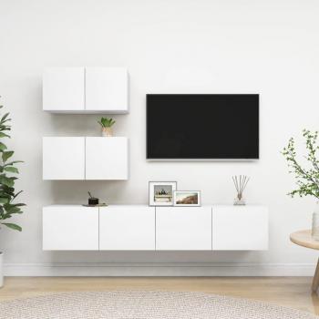 vidaXL Set de muebles de salón TV 4 piezas blanco