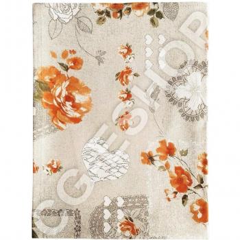 Mantel de Algodón POESIA ROSE Naranja, 140 X 140/180/240/250/360 Camino 90 X 90