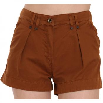 Brown Mid Waist Cotton Denim Mini Shorts