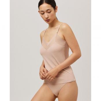 Camiseta interior de mujer con tirantes ajustables y detalles de tul