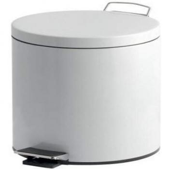 Colector de residuos con pedal y cubo de plástico, 30 litros, blanco, HxØ 640 x 292 mm