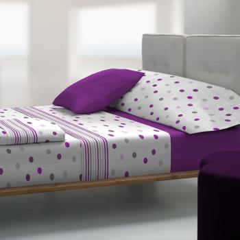 Tolrà TB006 - Juego de sábanas y funda de almohada, 3 piezas, tacto visón, para cama de 135 cm, color lila