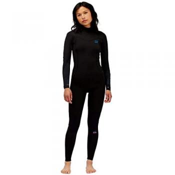 Billabong Traje de Neopreno para Mujer Synergy 4/3mm con Manga Larga y Cremallera Trasera - Palms Negras, Capa térmica de Calor cálido, Capas de fácil Estir