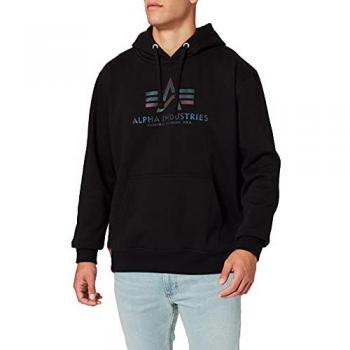 Alpha Industries Basic Rainbow Print Hoodie for Men - Black, Size M