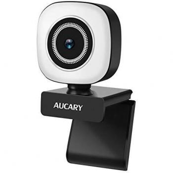 Webcam con micrófono y Anillo de luz,2K USB Cámara para PC/Mac cámara Web de transmisión con Enfoque Fijo, corrección de luz automática para Video Chat y grabación, Conferencia