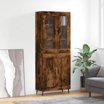 Aparador Alto de Madera Contrachapada Roble Ahumado 69,5x34x180 cm