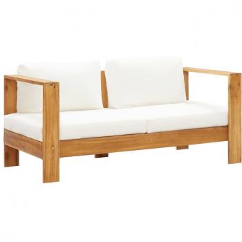 Cream White Acacia Wood Garden Sofa with Cushion 55.1