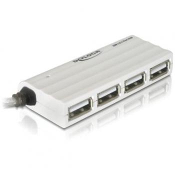Delock USB 2.0 External 4-Port hub 480mbit/s Color Blanco Nodo - concentrador
