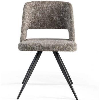 Silla de comedor tapizada en tela gris Angel Cerdá 4010C - Gris | Negro, dimensiones 53 x 61 x 82 cm