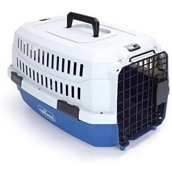Nobleza - Transportin Gato Perro Pequeño, Transportin para Gatos Perro Portátil y Transpirable, Mascotas Perros Gatos Accesorios, Transportín de Plástico, 47x31x26 CM, Azul & Gris