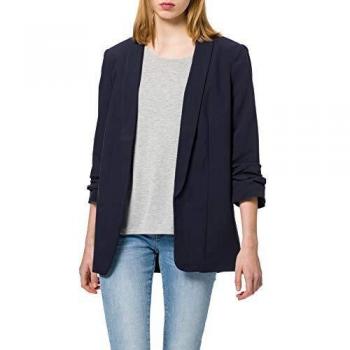 Pieces Women's 3/4 Sleeve Blazer with Folded Sleeve Detail, Night Sky, XS