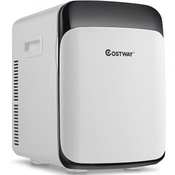 Mini Nevera Portátil 2 en 1 Costway 15L con Función de Enfriamiento y Calefacción para Coche y Hogar, Blanco