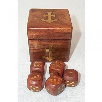Nautik Würfel Set, en caja de madera de acero Würfelspiel marítimas Mahagonie, latón