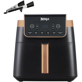 Ninja MAX PRO Freidora de Aire 6,2L, Sin Aceite, Multifuncional: Asar, Hornear y Freír, Cajón Antiadherente Apto para Lavavajillas, Tamaño Familiar -