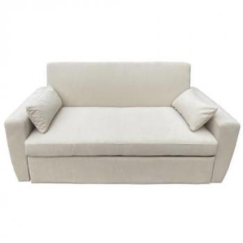 Sofá Cama Matt de Terciopelo Beige 2 Plazas con Respaldo Reclinable y Cojines