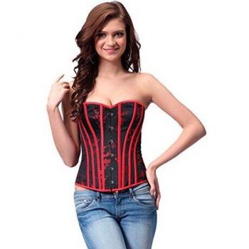 Intimax corsets lencería y moda Ashlynn Corsé, Negro/Rojo, S para Mujer