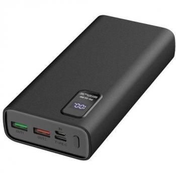 Power Bank Platinet 20000mAh con Pantalla LED, Tecnología PD 3.0 y QC 3.0 - Negro