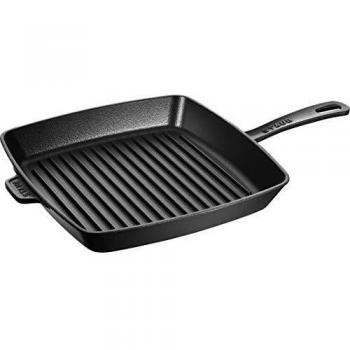 Staub - Grill Americano cuadrado Staub con Esmalte Interior y Exterior, 30 cm, Hierro Fundido, Color Negro