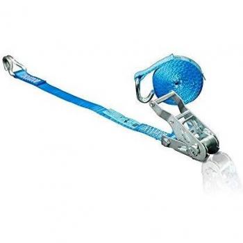 Correa de Amarre Dolezych 4m x 25mm con Gancho Perfilado y Mini Carraca, Carga Máxima 500 daN, 2 Piezas, Color Azul