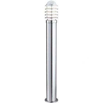 Bolardo de jardín Louvre de policarbonato, 1 bombilla, altura 90 cm, acabado en acero inoxidable, difusor de policarbonato, grado de protección IP44, compatible con bombillas E27